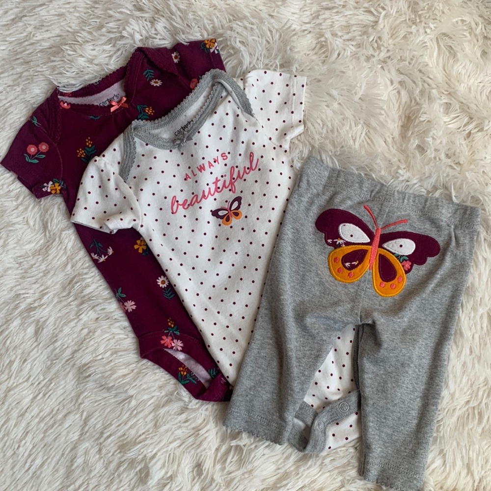 NEW! Carter’s 3-Piece Baby Girl Butterfly Set